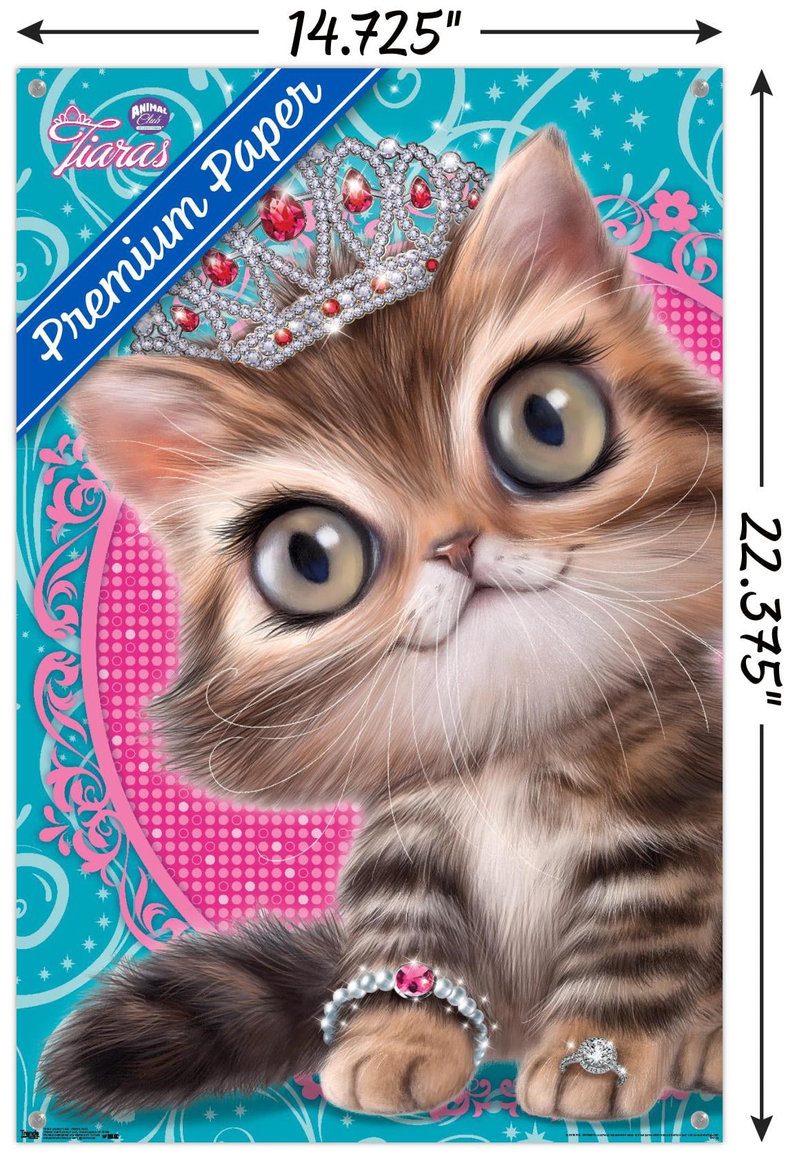Animal Club - Kitten in a Tiara Wall Poster with Push Pins, 14.725" x 22.375"