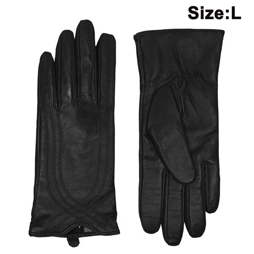 Womens Ladies Leather Gloves With Bow Design Warm Winter Fleece Lined All Size M L XL Christmas Gift