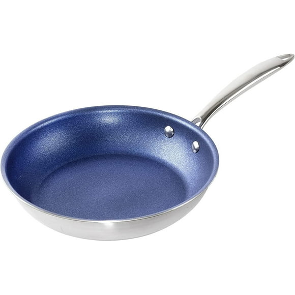 Poêle à Frire Antiadhésive Granitestone en Acier Inoxydable Bleu 12 Pouces