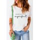 thumbnail image 1 of ABPHQTO Camiseta blanca con cuello redondo y estampado de letras PERFECTAMENTE imperfectas para mujer, 1 of 5