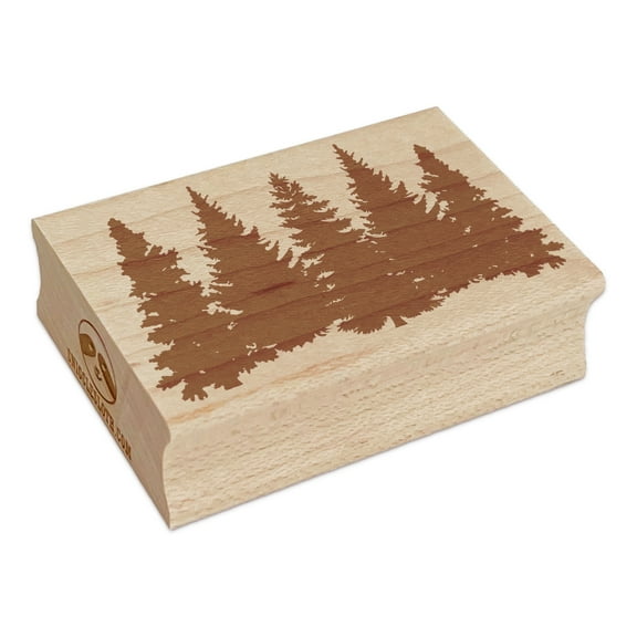 Pine Tree Forest Rectangle Rubber Stamp Stamping Scrapbooking Crafting - Small 1.7in