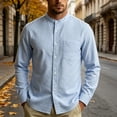 thumbnail image 2 of Admvng Men's Dress Shirt Long Sleeve Collar Stretch Slim Fit Solid Business Button Down Daily Shirts, 2 of 5
