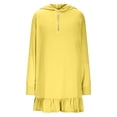 thumbnail image 4 of Tauxra Robe à Capuche Unie pour Femmes Robe Décontractée à Manches Longues avec Ourlet à Volants Robe Chandail pour Usage Quotidien, 4 of 9