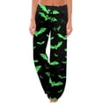 thumbnail image 2 of Womens Halloween Pajamas Pants Pumpkin Print Comfy Stretch Drawstring Pajamas Wide Leg Pants Funny Pajama Bottom Sleepwear for Party, 2 of 7