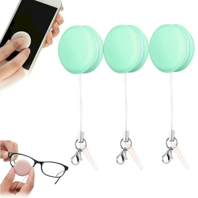 Fingerprint Eraser For Screens 2024 New Fingerprint Eraser Macaronpro Phone Screen Cleaner Screen Wiper With String For Hanging Keys Portable Screen Glasses Cleani 3pc