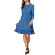 thumbnail image 2 of Vestido A-Line de Chifón con Mangas 3/4 y Volantes en Capa para Mujeres INSPIRE CHIC en Indigo, 2 of 7