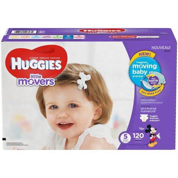 HUGGIES Little Movers Diapers, Size 5, 120 Diapers