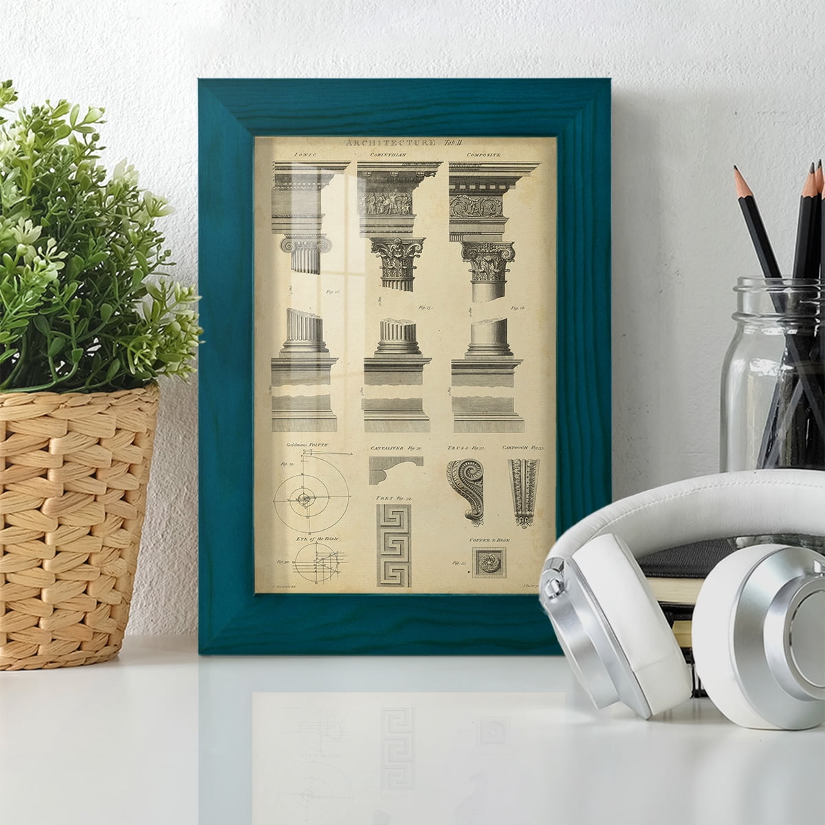 Encyclopediae III -Framed Print w/glass-Ocean Blue