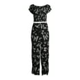 thumbnail image 6 of No Boundaries Juniors' Smocked Top and Wide Leg Pants Set, 6 of 6