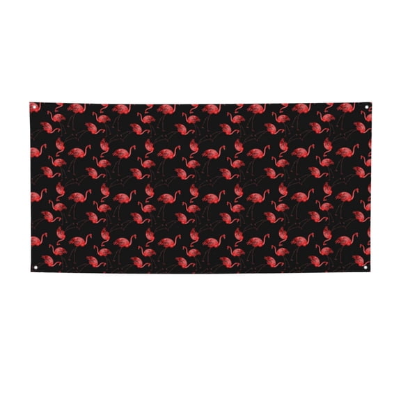 Picia Flamingo Pattern Party Banner, Festive Decoration, Holiday Banner, Celebration Decor, Event Banner, Reusable Party Banner-Small