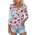 thumbnail image 5 of CYMMPU Floral Pattern 3/4 Sleeve V Neck Fall Trendy Shirts Spring Tops Blouses for Women Dressy Casual Tunic Tops Loose Fit Business Elegant Work Tops T-Shirts XL, 5 of 7