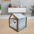 thumbnail image 3 of Whale Pet House, Cartoon Animal with Smile and Swirled Design Inhabitants of the Deep Ocean Theme, Outdoor & Indoor Portable Dog Kennel with Pillow and Cover, 5 Sizes, Pale Blue Muave, by Ambesonne, 3 of 5