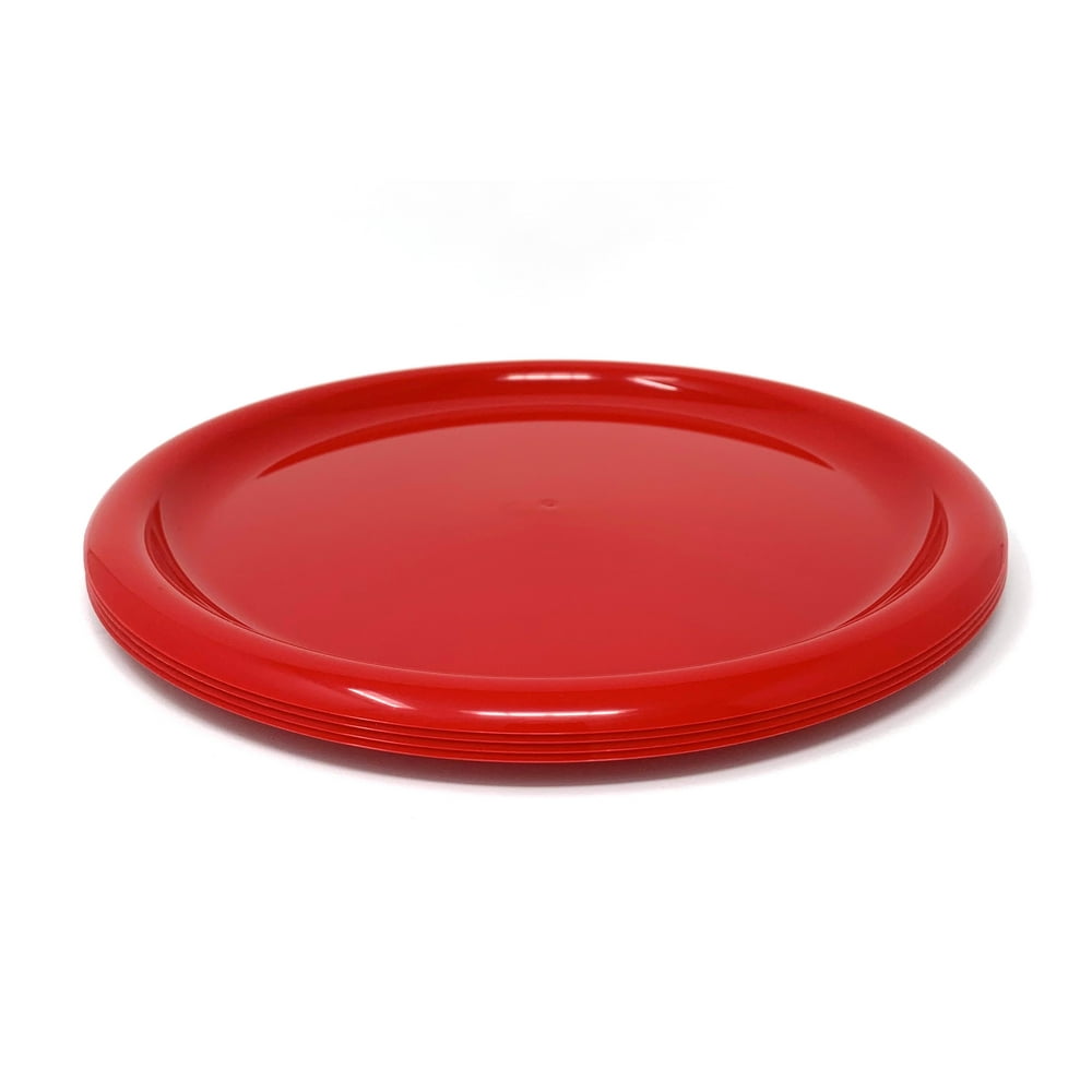 Mainstays Round Tableware Red Plates, 4 Piece