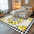 thumbnail image 5 of Summer Lemon 8x10 Area Rugs, Farmhouse Black Check Plaid Vintage Non-Skid Rubber Backing Large Rectangle Rugs - Living Room Bedroom Home Office, Indoor Floor Mat Carpets Washable Rug, 5 of 9