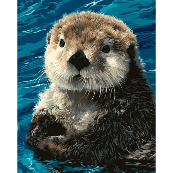 Paint by Numbers for Adults Kids Beginner Baby Sea Otter's Gaze DIY Acrylic Painting by Numbers Kits with Brushes Acrylic Pigment Home Decoration Gifts 16 x 20 inch