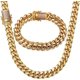 thumbnail image 2 of Conjunto de cadena de eslabones cubanos de Miami para hombres Acero inoxidable chapado en oro de 18 quilates 10/12 mm Pulsera de acera Collar Cadenas de diamantes, 2 of 5