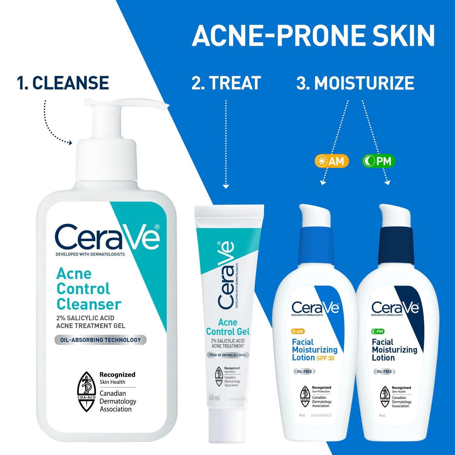 CeraVe Acne Control Cleanser, 2% Salicylic Acid Face Wash with Purifying Clay for Oily Skin and Blackheads, 355mL, Formulated to help clear acne