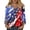 Dark Blue, variant on 250 Anniversary American Flag 3/4 Sleeve V Neck Tops for Women 4th of July Independence Memorial Day Baggy Tee Summer Patriotic Tops