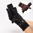 thumbnail image 3 of Guantes de nieve resistentes al viento Guantes de esquí Antideslizantes Ajustable Calor Mantener de cerdo Guantes de snowboard de material cuero para B 13D Marrón, 3 of 8