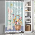 thumbnail image 6 of Happy Easter Small Stall Shower Curtain, Waterproof Shower Curtains for Bathroom, Cute Bunny Colorful Eggs Spring Flowers Blue Purple Washable Fabric Bath Curtain for Bathtub with Hooks 36x78 Inches, 6 of 9