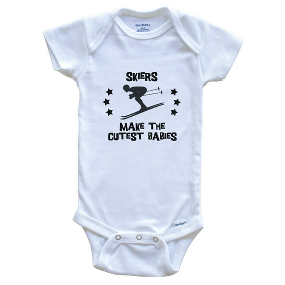 Skiers Make the Cutest Babies Funny Skiing Baby Bodysuit, 0-3 months white