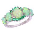 thumbnail image 4 of LPSSTORE Green Fire Opal and Turquoise Ring Turquoise Gemstone Ring, 4 of 6