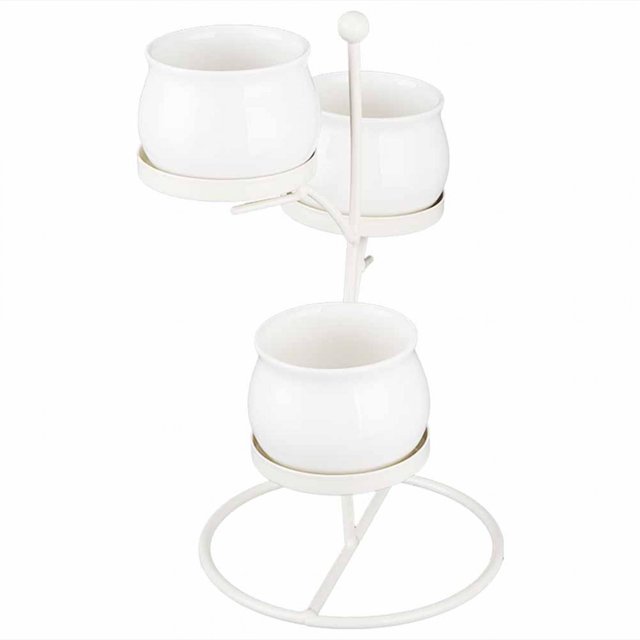 Maceta De Hierro Forjado, Decoración De Plantas De Simulación Firme, Jardinería Doméstica Para Balcón De Oficina YLSHRF RT016‑B Lavabo Blanco + Gradilla Blanca