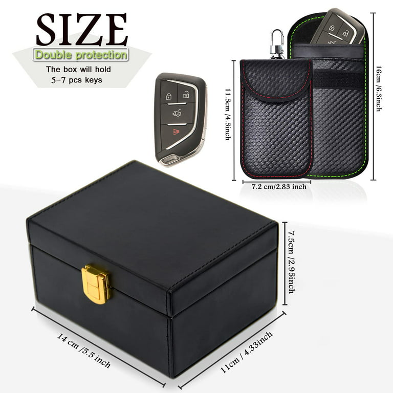 Samfolk Faraday Box with Faraday Pouch 2 Pack, Keyless Entry Car Key Safe  Protector RFID Anti-Theft Signal Blocking Cages (XL)