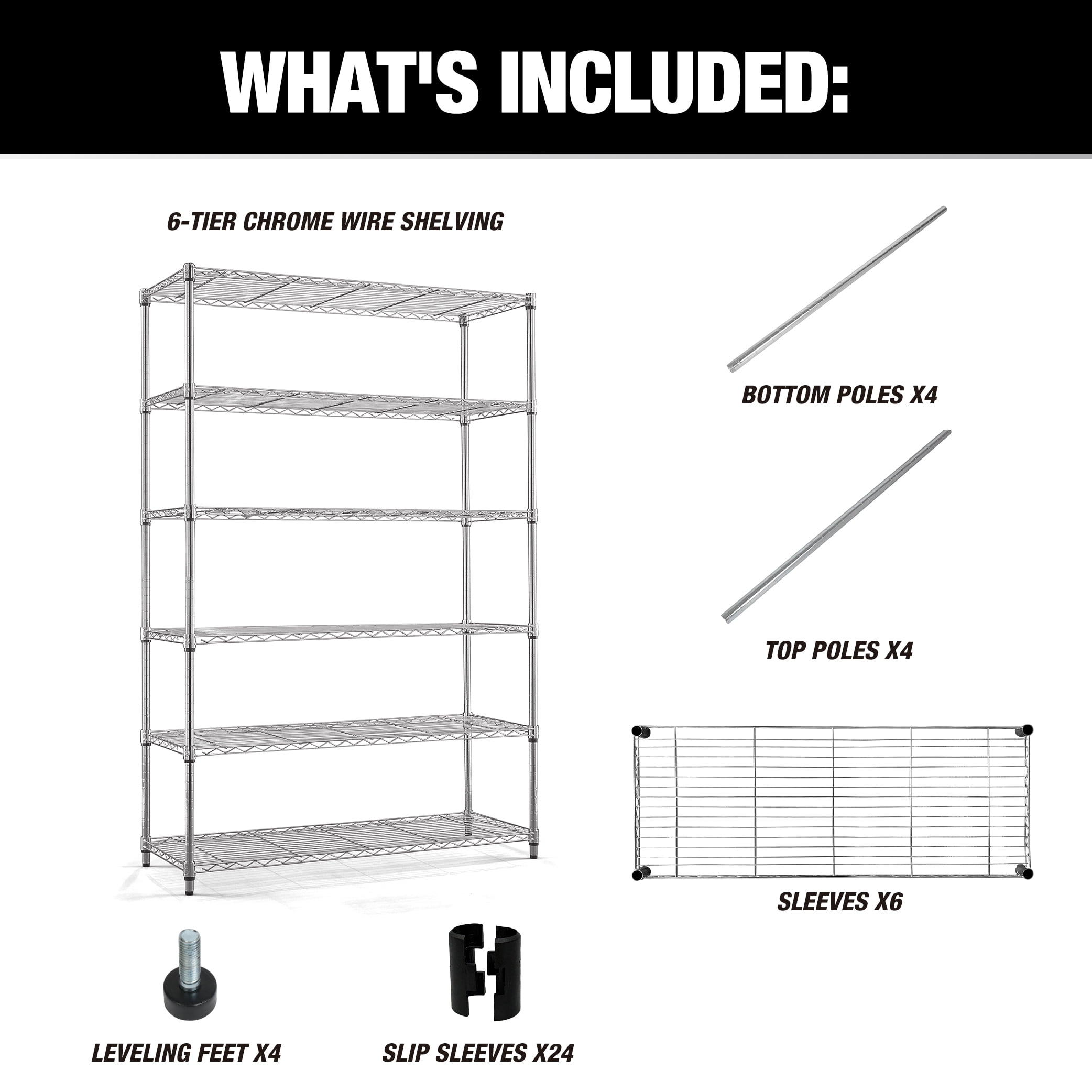 WorkPro 6-Tier Chrome Wire Shelving