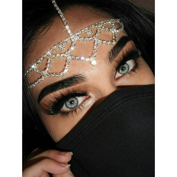 Rhinestone Head Chain Jewelry Silver Wedding Hair Chain Crystal Bridal Forehead Headband for Women and Girls