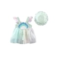 thumbnail image 1 of xiaxaixu Ensemble de Robe pour Bébé Fille, Manches Volantes Broderie Coquillage Patchwork Robe Trapèze avec Chapeau, 1 of 9