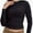 Black, variant on Womens Shirts Long Sleeve Crew Neck Ruched Stretch Basic Fitted Tee Shirts Tops
