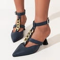 thumbnail image 1 of Sandalias de punta estrecha informales con correas en los tobillos a la moda de verano para mujer, zapatos de tacón alto con cadena Wmkox8yii  hfjk3326, 1 of 4