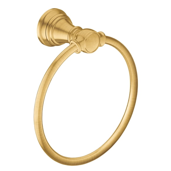 Moen Weymouth Brushed Gold Bathroom Hand -Towel Ring, Yb8486Bg