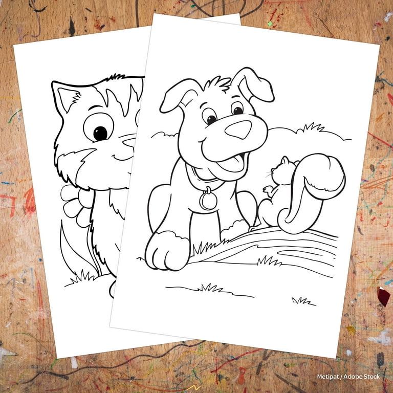 2 Pack Jumbo Coloring Posters - Inspirational Cat Dog Parrot Large Coloring She