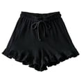 thumbnail image 4 of CAIVO Women Lady's Summer Lace Frill Elastic Waist Tie Bow Front Sports Shorts Breathable Outdoor Casual Solid Color Bottoms, 4 of 4