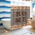 thumbnail image 5 of No Hook Shower Curtain, Farmhouse Shower Curtains for Bathroom with See Through Top Window, Vintage Country Texas Star Plaid Wooden Grain Waterproof & Washable Bath Curtain 60"x72", 5 of 9