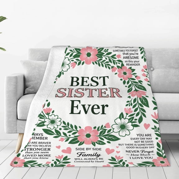 Sister Blanket, Birthday Gift Blanket for Sister, Adult Sister Gifts from Sis Brother, Soft Flannel Cozy Throw Blanket 50x40