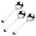thumbnail image 4 of Raindrops Set of 3 Stainless Steel Soup Spoons with Ergonomic Smooth Handles Kitchen Flatware, 4 of 8