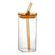 thumbnail image 1 of Vaso de cristal con pajita de calor 400ML Vaso de bebida fría Vaso de zumo con tapa Vaso de leche Textura de cristal Adecuado para uso de bebidas Taza de café, 1 of 7