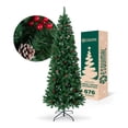 thumbnail image 1 of Árbol Navidad Tipo Lápiz 1.8m Esquimal - Pino Navideño Delgado Verde con Piñas y Bayas, 1 of 6
