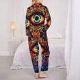 thumbnail image 6 of Goofa Vibrant Psychedelic Eye Printed Women’s 2 Piece Pajama Set Super,Pajamas Women's Long Sleeve Sleepwear Soft Button Down Loungewear Pjs Lounge Set Nightwear-Small, 6 of 9