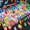 thumbnail image 2 of QWZ Rompecabezas Educativo, Tablero en Madera para Aprendizaje Montessori, Juego para Conteo Matemático, Pesca de Figuras, Unión de Colores, Juguete para Uso Infantil, Regalo, 2 of 4