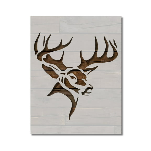 Hunting Buck Head Deer Stencil Template Reusable 8.5 x 11 for Painting on Walls, Wood, Etc. By Stencilville