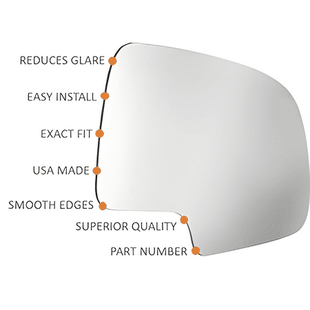 Part is Compatible with Jetta, GTI, EOS, Passat, Rabbit, Left Driver Mirror Glass Lens w/Adhesive