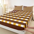 thumbnail image 3 of Homewish Modern American Flag Bed Sheets for Kids, Cartoon Stars Print King Sheets, Orange Brown Abstract Sheet Set, Microfiber Bedroom Decor, 4 Pieces, 3 of 7