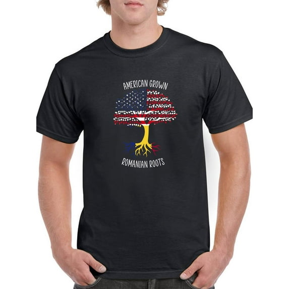 American Grown Romanian Roots T-Shirt Men -Smartprints Designs, Male Small