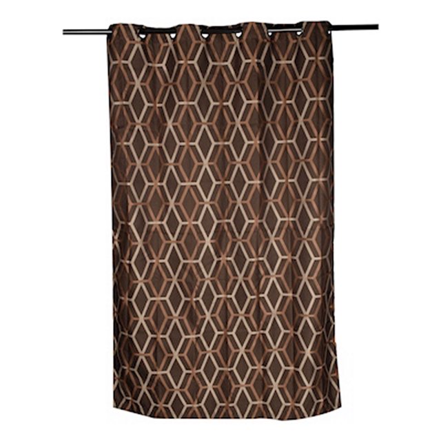 cortina de jacquard con arillos poliéster café 210 x 140 cm