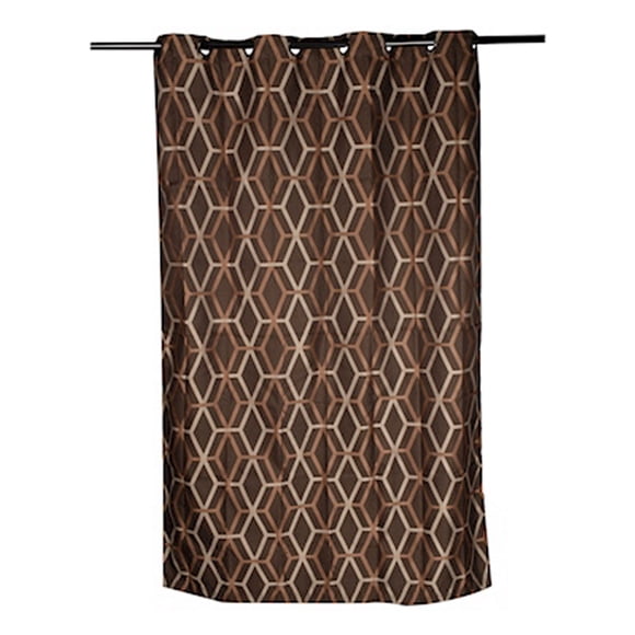 cortina de jacquard con arillos poliéster café 210 x 140 cm