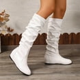 thumbnail image 5 of Womens Slouch Knee High Boots Casual Leather Winter Fall No Heel Over The Knee Tall Dress Boots for Ladies, 5 of 8